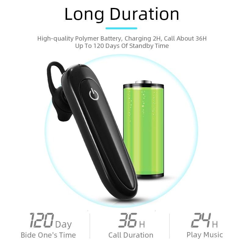 Bluetooth Wireless Earphones Single-Ear Hands Free Business Bluetooth Headset 24 Hours Playing Time for Business/Driving Charging Case for Sports Running Workout Gaming