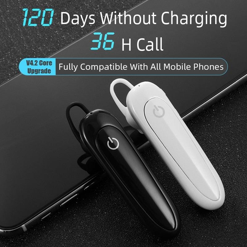 Bluetooth Wireless Earphones Single-Ear Hands Free Business Bluetooth Headset 24 Hours Playing Time for Business/Driving Charging Case for Sports Running Workout Gaming