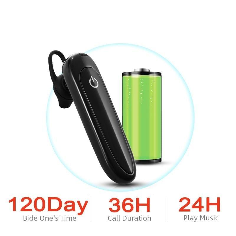 Bluetooth Wireless Earphones Single-Ear Hands Free Business Bluetooth Headset 24 Hours Playing Time for Business/Driving Charging Case for Sports Running Workout Gaming