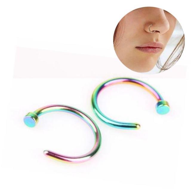 Body Jewelry Open Nose Ring  Fake Clip Sexy On Nose Ring Stainless Steel Ring Small Hoop Simple Surgical Steel Piercing Stud Thin  Butterfly Nose Ring Fake Nose Piercing for Women Cartilage Earrings Piercing Septum Nose Ring Hoop Nose Piercing