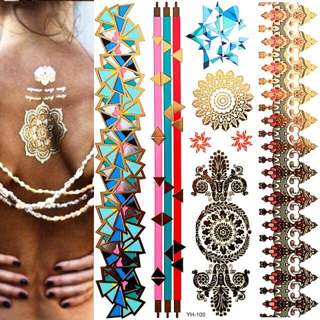 Body Tattoo Art Painting Stickers Glitter Gold Silver Temporary Waterproof Nontoxic Long Lasting Tattoos - STEVVEX Beauty - 103, Beauty, Body Tattoo, Fashion Tattoo, Gold Tattoo, Luxury Tattoo, Mens Tattoo, Silver Tattoo, Stylish Tattoo, Tattoo, Waterproof Tattoo, Womens Tattoo - Stevvex.com