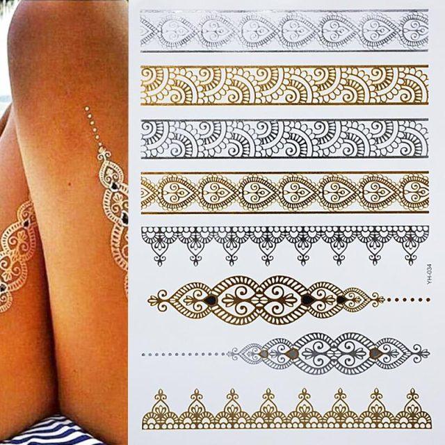 Body Tattoo Art Painting Stickers Glitter Gold Silver Temporary Waterproof Nontoxic Long Lasting Tattoos - STEVVEX Beauty - 103, Beauty, Body Tattoo, Fashion Tattoo, Gold Tattoo, Luxury Tattoo, Mens Tattoo, Silver Tattoo, Stylish Tattoo, Tattoo, Waterproof Tattoo, Womens Tattoo - Stevvex.com