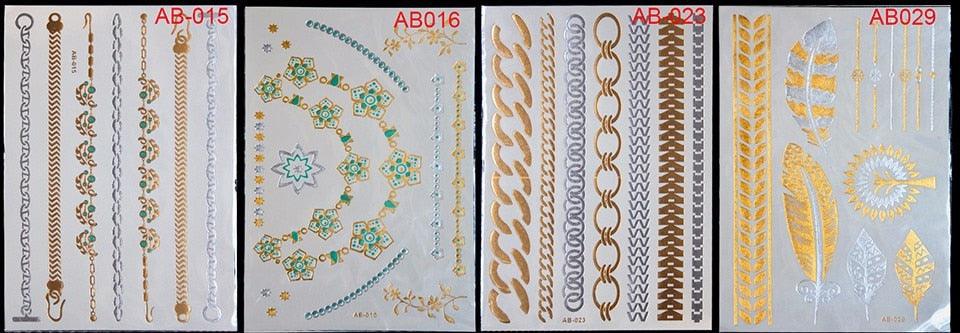 Body Tattoo Art Painting Stickers Glitter Gold Silver Temporary Waterproof Nontoxic Long Lasting Tattoos - STEVVEX Beauty - 103, Beauty, Body Tattoo, Fashion Tattoo, Gold Tattoo, Luxury Tattoo, Mens Tattoo, Silver Tattoo, Stylish Tattoo, Tattoo, Waterproof Tattoo, Womens Tattoo - Stevvex.com