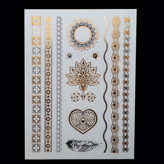 Body Tattoo Art Painting Stickers Glitter Gold Silver Temporary Waterproof Nontoxic Long Lasting Tattoos - STEVVEX Beauty - 103, Beauty, Body Tattoo, Fashion Tattoo, Gold Tattoo, Luxury Tattoo, Mens Tattoo, Silver Tattoo, Stylish Tattoo, Tattoo, Waterproof Tattoo, Womens Tattoo - Stevvex.com