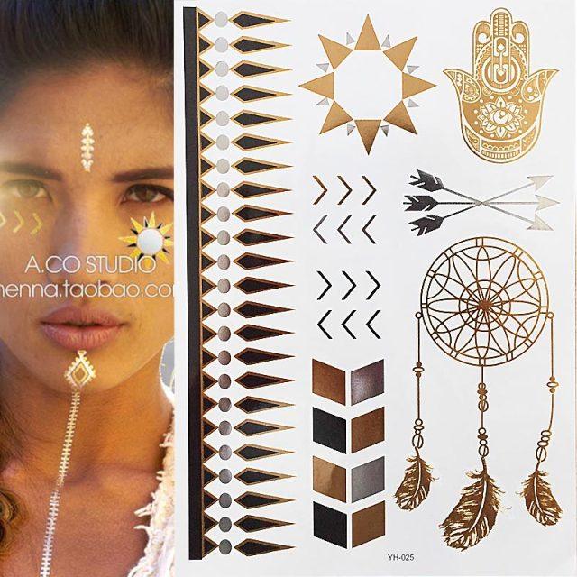 Body Tattoo Art Painting Stickers Glitter Gold Silver Temporary Waterproof Nontoxic Long Lasting Tattoos - STEVVEX Beauty - 103, Beauty, Body Tattoo, Fashion Tattoo, Gold Tattoo, Luxury Tattoo, Mens Tattoo, Silver Tattoo, Stylish Tattoo, Tattoo, Waterproof Tattoo, Womens Tattoo - Stevvex.com