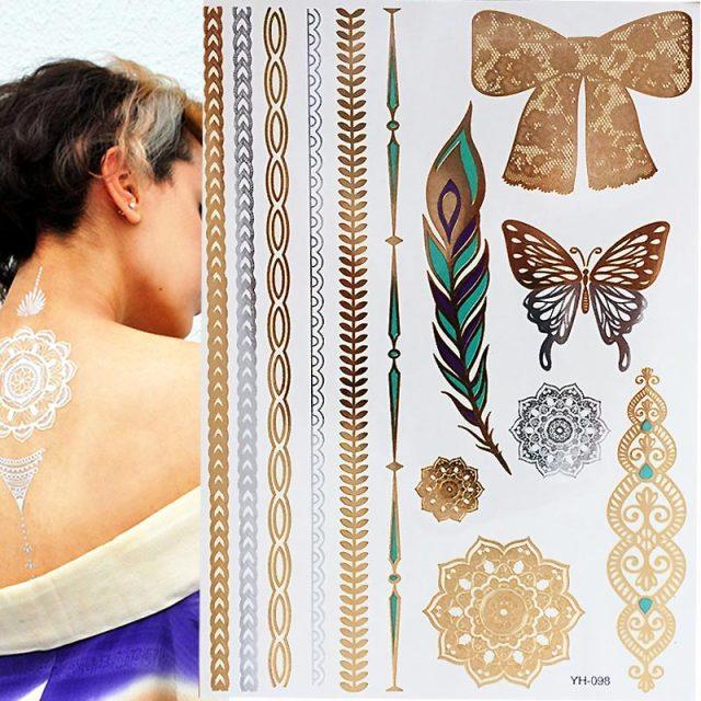 Body Tattoo Art Painting Stickers Glitter Gold Silver Temporary Waterproof Nontoxic Long Lasting Tattoos - STEVVEX Beauty - 103, Beauty, Body Tattoo, Fashion Tattoo, Gold Tattoo, Luxury Tattoo, Mens Tattoo, Silver Tattoo, Stylish Tattoo, Tattoo, Waterproof Tattoo, Womens Tattoo - Stevvex.com