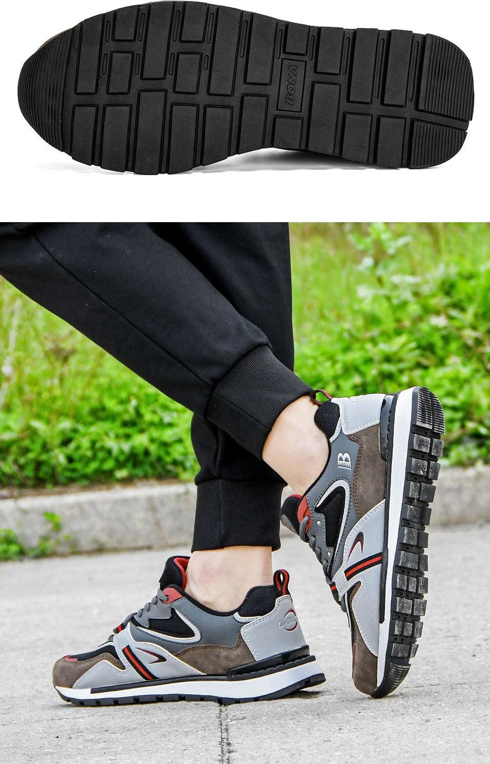 New Luxury Leather Sport Shoes Man Sneakers Running Shoes Men Tennis Male Walking Footwear Trendy Fitness Casual Mens Comfortable Walking Mans Trendy Slip On Sport Sneakers