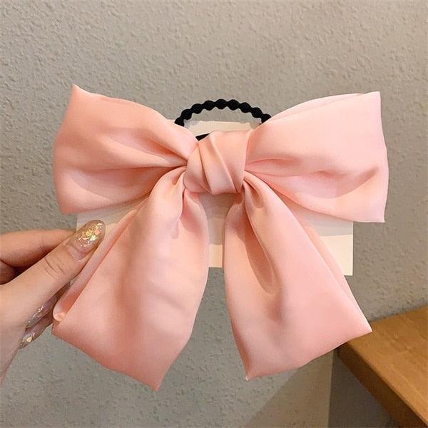 Bow-Knot Elastic Hair Bands Accessories Fashion Hair Band Long Ribbon Bow Ponytail Hair Tie Scrunchies Ponytail Holder Accessories for Women And Girls