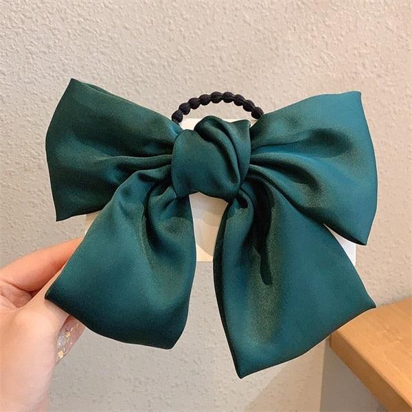 Bow-Knot Elastic Hair Bands Accessories Fashion Hair Band Long Ribbon Bow Ponytail Hair Tie Scrunchies Ponytail Holder Accessories for Women And Girls