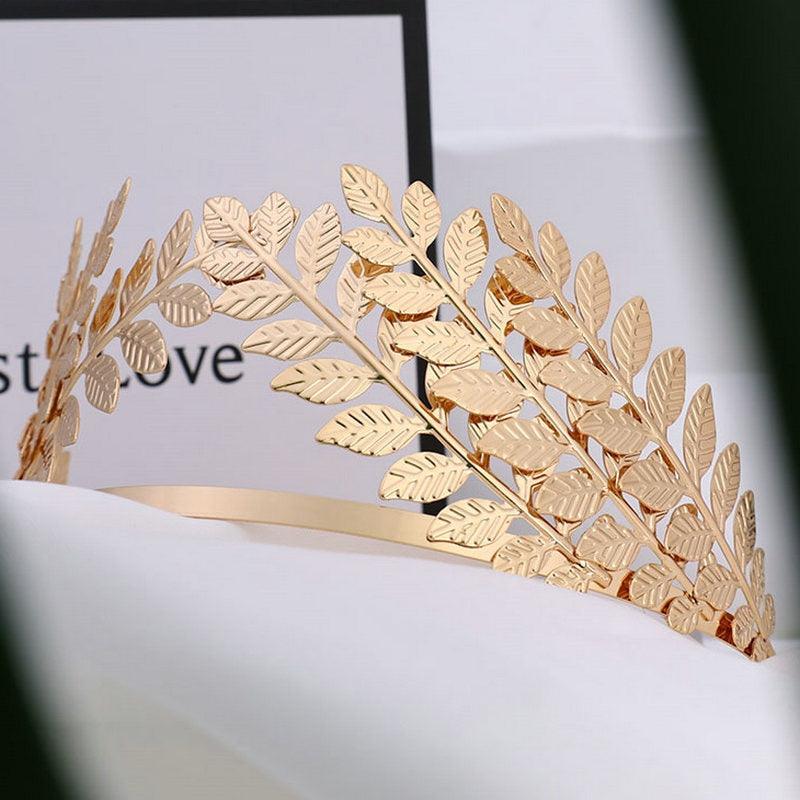 Bridal Hair Comb Greek Roman Goddess Olive Leaf Branch Headband Crown Headdress Bride Wedding Headband Jewelry Goddess Headband Metallic Gold Leaf Branch Crown Hair Band Wedding Tiara Hair Accessories