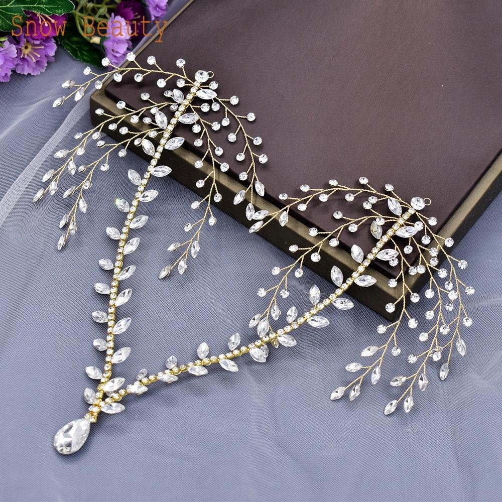 Bridal Headband Water Drop Headwear Wedding Hair Accessories Rhinestone Forehead Headpieces For Woman Pageant Crown Wedding Bridal Crystal Headband For Woman Rhinestone Hair Comb Wedding Headdress Wedding Headpiece