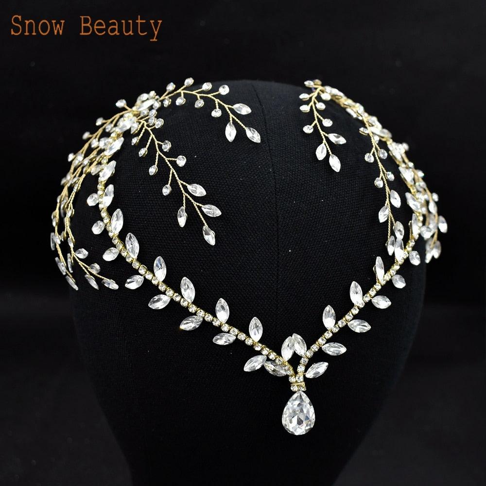 Bridal Headband Water Drop Headwear Wedding Hair Accessories Rhinestone Forehead Headpieces For Woman Pageant Crown Wedding Bridal Crystal Headband For Woman Rhinestone Hair Comb Wedding Headdress Wedding Headpiece