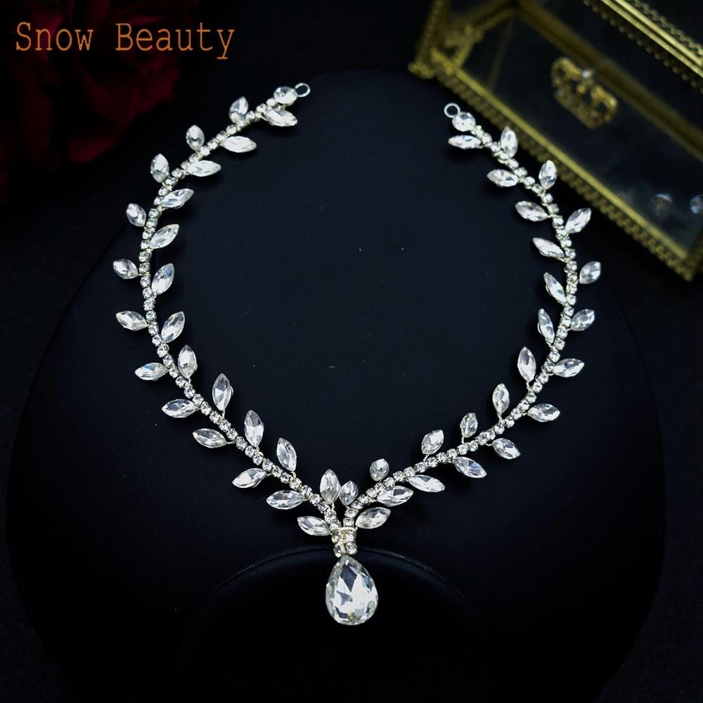 Bridal Headband Water Drop Headwear Wedding Hair Accessories Rhinestone Forehead Headpieces For Woman Pageant Crown Wedding Bridal Crystal Headband For Woman Rhinestone Hair Comb Wedding Headdress Wedding Headpiece