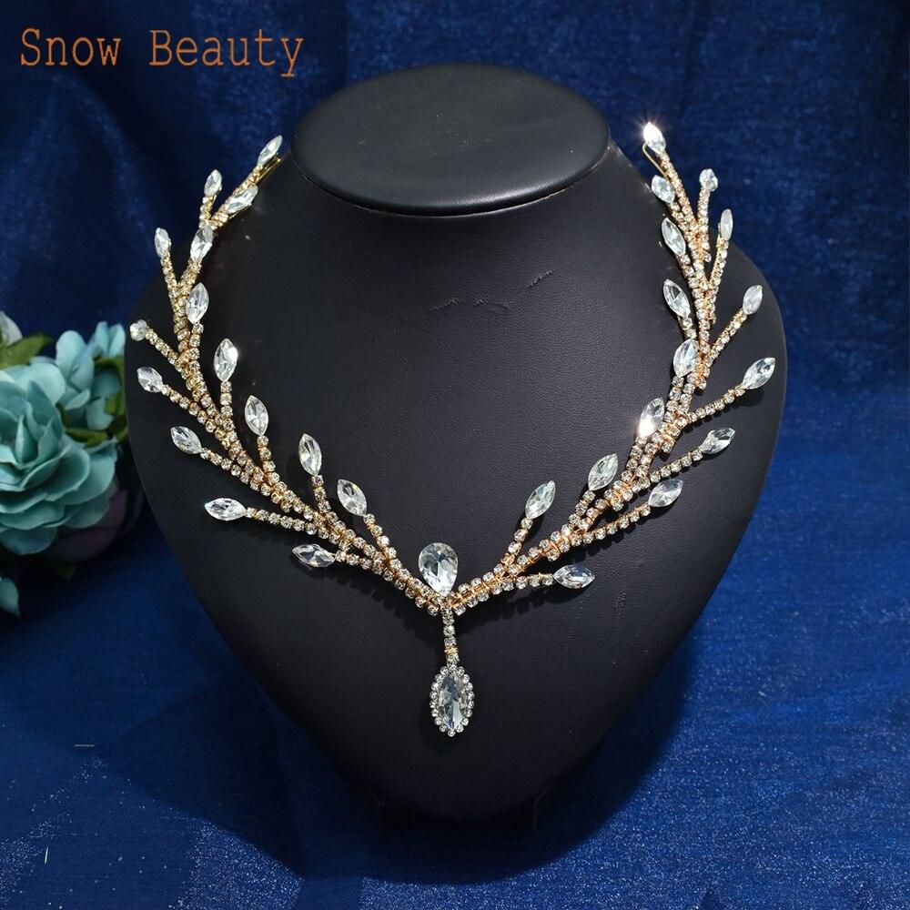 Bridal Headband Water Drop Headwear Wedding Hair Accessories Rhinestone Forehead Headpieces For Woman Pageant Crown Wedding Bridal Crystal Headband For Woman Rhinestone Hair Comb Wedding Headdress Wedding Headpiece