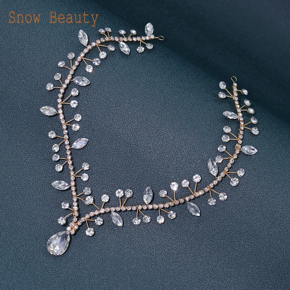 Bridal Headband Water Drop Headwear Wedding Hair Accessories Rhinestone Forehead Headpieces For Woman Pageant Crown Wedding Bridal Crystal Headband For Woman Rhinestone Hair Comb Wedding Headdress Wedding Headpiece