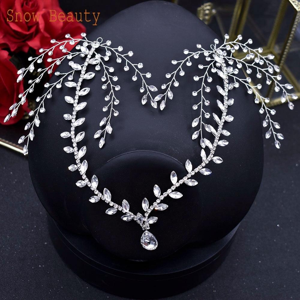 Bridal Headband Water Drop Headwear Wedding Hair Accessories Rhinestone Forehead Headpieces For Woman Pageant Crown Wedding Bridal Crystal Headband For Woman Rhinestone Hair Comb Wedding Headdress Wedding Headpiece