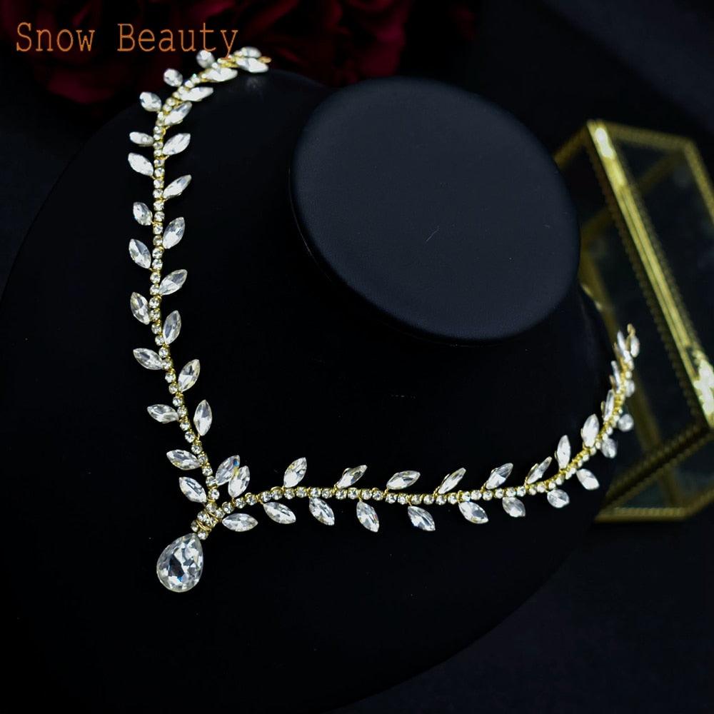 Bridal Headband Water Drop Headwear Wedding Hair Accessories Rhinestone Forehead Headpieces For Woman Pageant Crown Wedding Bridal Crystal Headband For Woman Rhinestone Hair Comb Wedding Headdress Wedding Headpiece