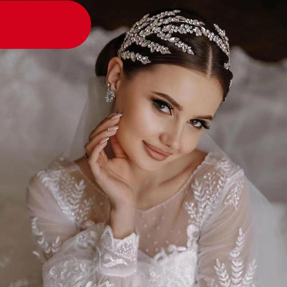 Bridal Headband Wedding Crowns Bride Tiara And Headdress Women Headpiece Hair Accessories Pageant Head Jewelry Wedding Headbands Bridal Headpieces Rhinestone Accessories Bride Bridesmaid Women Handmade Crown