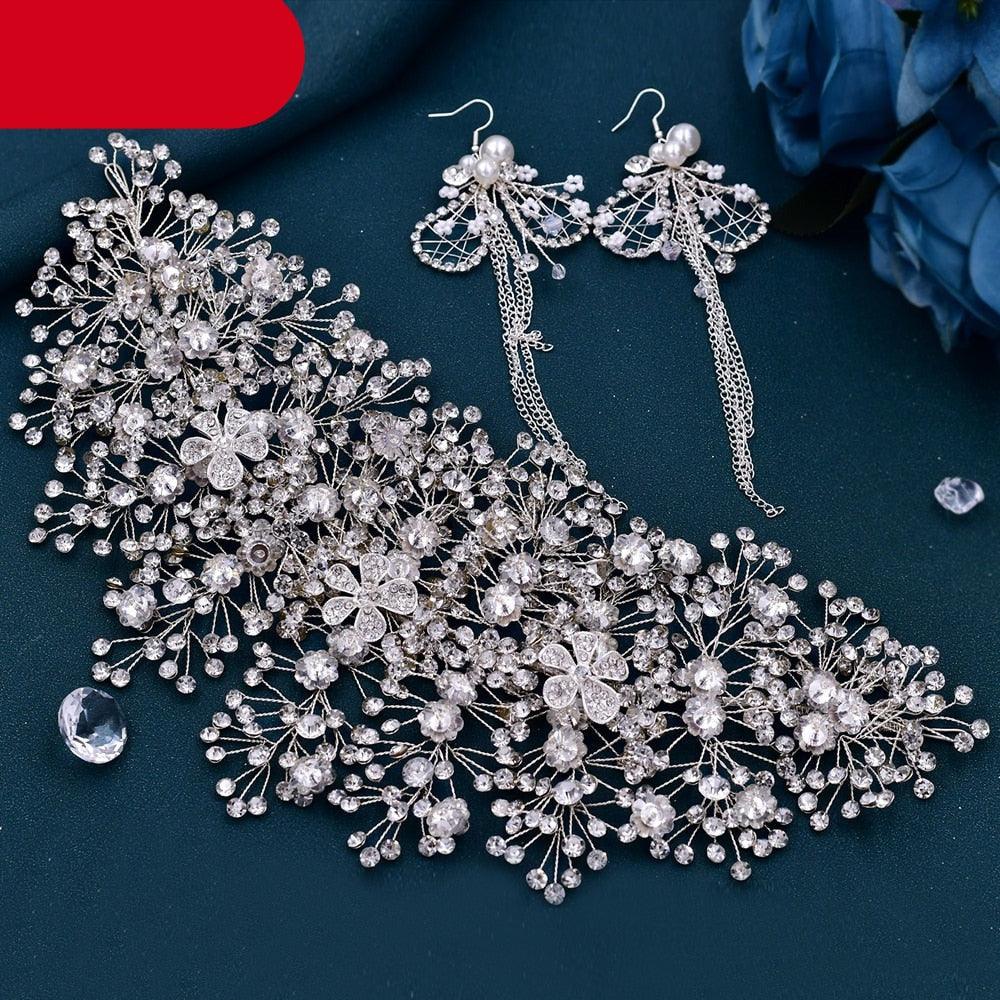 Bridal Tiara Crystal Wedding Crown Hair Accessories Luxury Bride Headdress Alloy Flower Headband Pageant Headwear  Wedding Headband Bridal Hair Pieces Rhinestone Hair Accessories For Brides