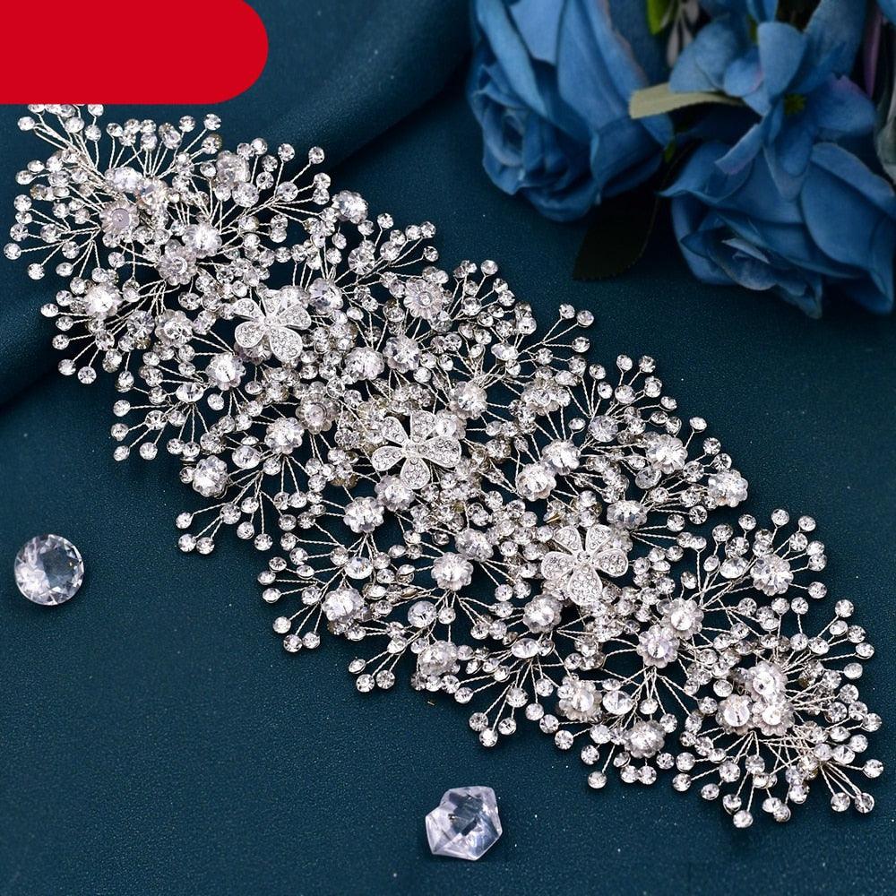 Bridal Tiara Crystal Wedding Crown Hair Accessories Luxury Bride Headdress Alloy Flower Headband Pageant Headwear  Wedding Headband Bridal Hair Pieces Rhinestone Hair Accessories For Brides