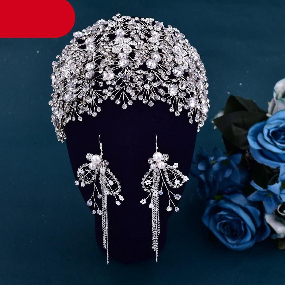 Bridal Tiara Crystal Wedding Crown Hair Accessories Luxury Bride Headdress Alloy Flower Headband Pageant Headwear  Wedding Headband Bridal Hair Pieces Rhinestone Hair Accessories For Brides