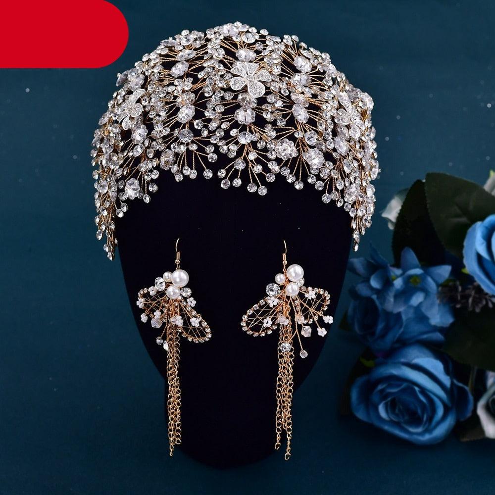 Bridal Tiara Crystal Wedding Crown Hair Accessories Luxury Bride Headdress Alloy Flower Headband Pageant Headwear  Wedding Headband Bridal Hair Pieces Rhinestone Hair Accessories For Brides