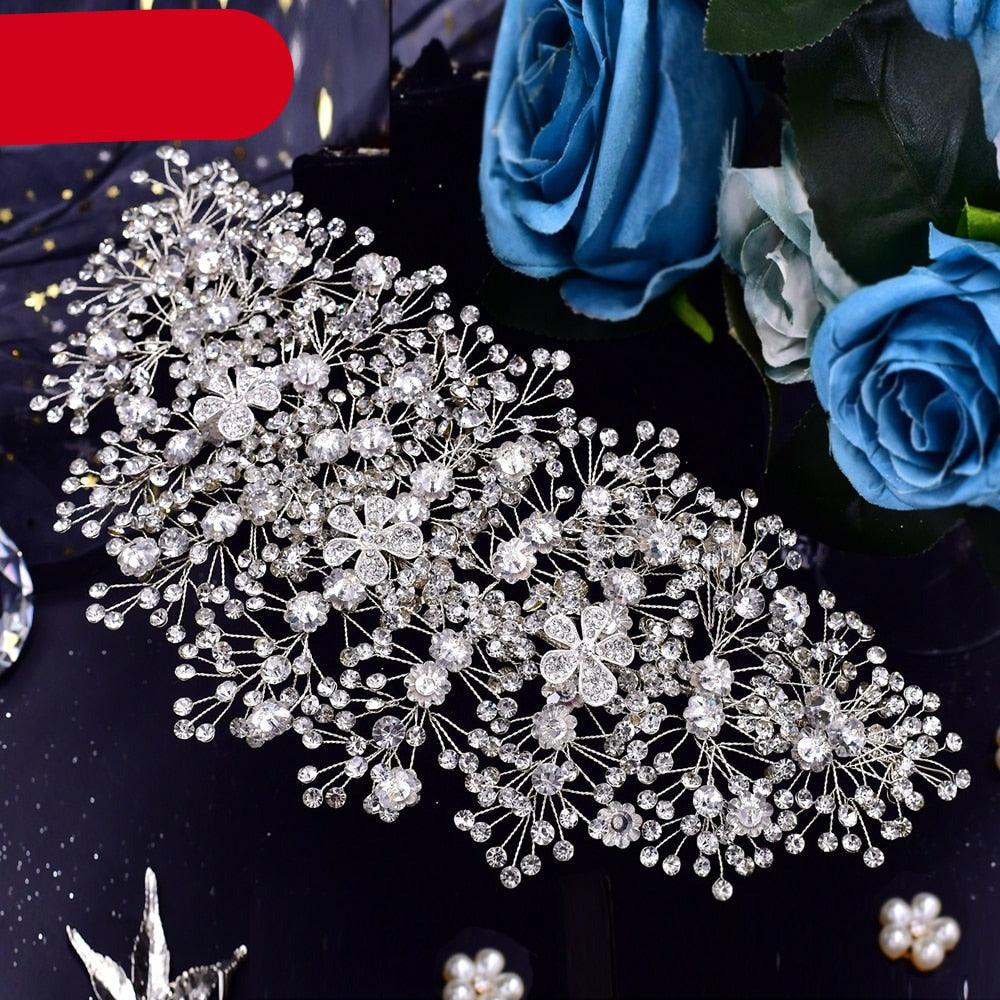 Bridal Tiara Crystal Wedding Crown Hair Accessories Luxury Bride Headdress Alloy Flower Headband Pageant Headwear  Wedding Headband Bridal Hair Pieces Rhinestone Hair Accessories For Brides