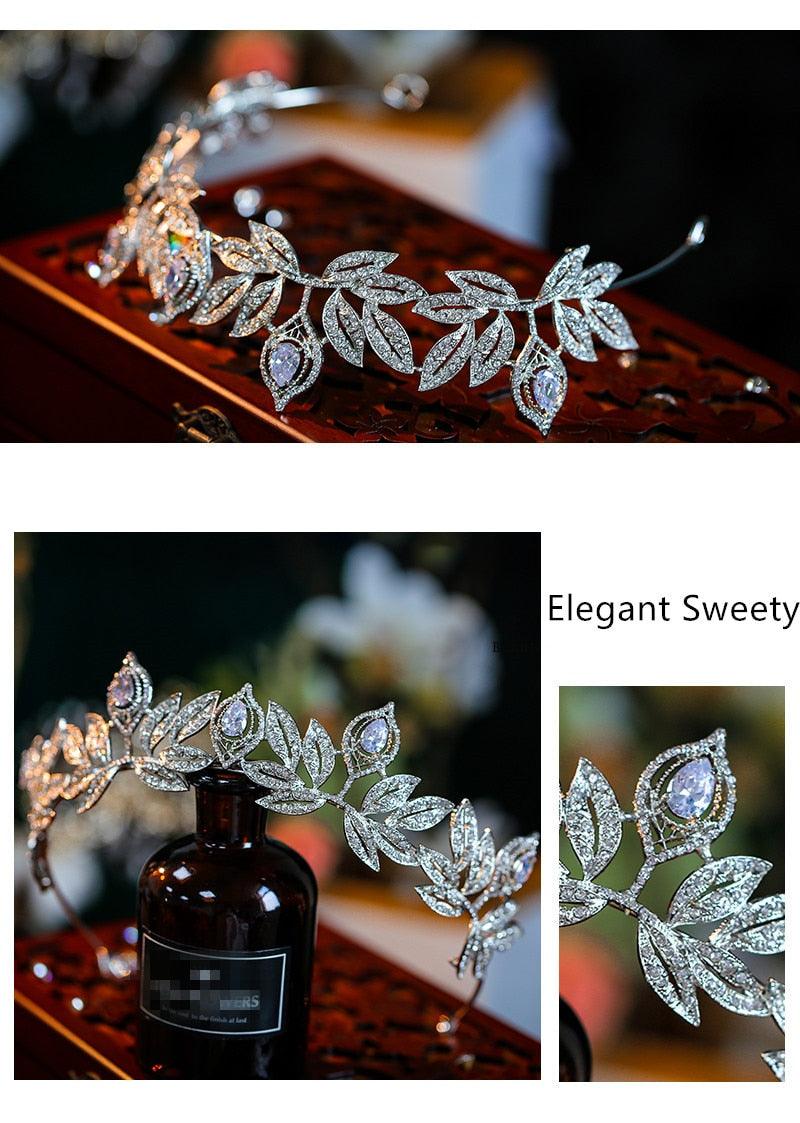 Bride Crown Zircon Rhinestone Bridesmaid Tiaras Headband Wedding Headdress Hair Jewelry Accessories  Full Cubic Zirconia Wedding Headbands For Bride Zircon Bridal Tiaras Pageant Hair Jewelry Party Headpieces For Women Girls