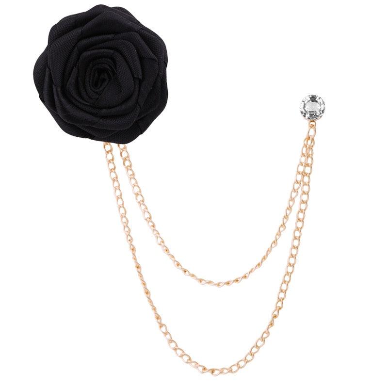 Bridegroom Wedding Brooches Hand-made Rose Flower Brooch Lapel Pin Wedding Brooches Luxury Party Brooch Unique New Trendy Flower Badge Tassel Chain Men's Suit Accessories