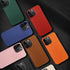 Bright Orange Mobile Phone Case With Coated Leather Case Protective Slim Phone Case Cowhide Genuine Leather Phone Case for iPhone 14 13 Pro Max Luxury Back Cover