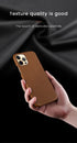 Bright Orange Mobile Phone Case With Coated Leather Case Protective Slim Phone Case Cowhide Genuine Leather Phone Case for iPhone 14 13 Pro Max Luxury Back Cover