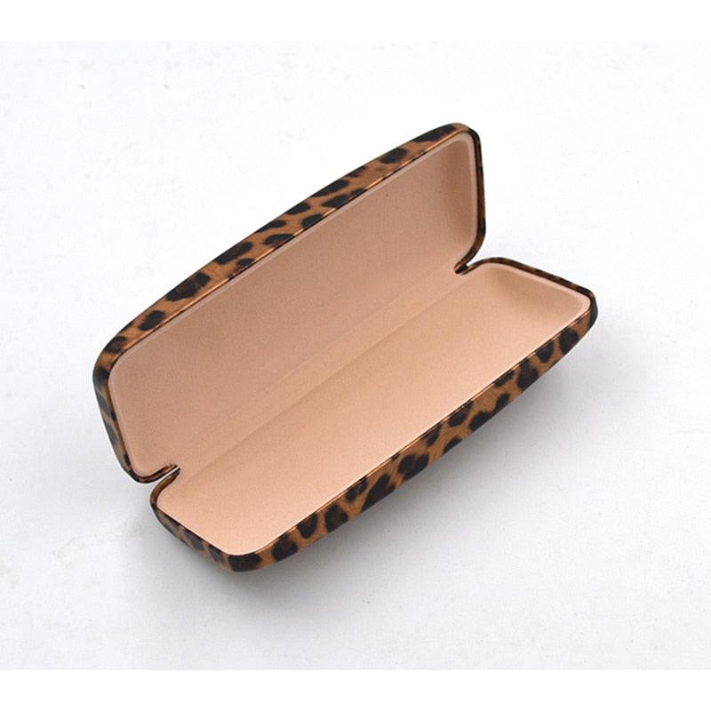 Brown Leopard Sunglasses Box Flip Reading Glasses Case Clamshell Eyeglasses Protective Case Hard Shell For Men Women Unisex Portable Travel Sunglasses Cases PU Leather Glasses Storage Box Holder