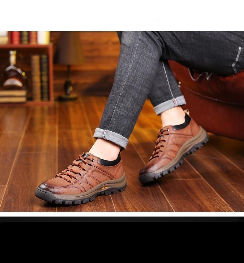 Business Black Leather Mens Casual Shoes Spring Lace-up Platform Travel Shoes Wear-Resistant Shoes Elegant Style Men's Shoes Flat Round Toe Fashion Dress Shoes For Men - STEVVEX Shoes - 107, Black Shoes, Brown Shoes, High Quality Mens Casual Shoes, Leather Mens Shoes, Leather Shoes, Luxury Shoes, Men Casual Sport Shoes, Men Shoes, Mens Sports Water Shoes, Mountain Mens Shoes, River Shoes, Shoes, Sport Mens Shoes, Sports Shoes, Strong Mens Shoes, Waterproof Shoes, Winter Running Shoes - Stevvex.com