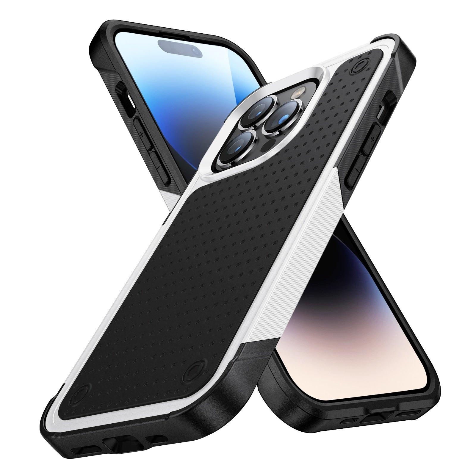 Business Black Shockproof Armor Case for iPhone 14 Pro Max 14 Plus 13 12 Hard Cover Heavy Duty Case Shockproof Ultra-Slim Non-slip iPhone Powerful Protective Phone Case for iPhone