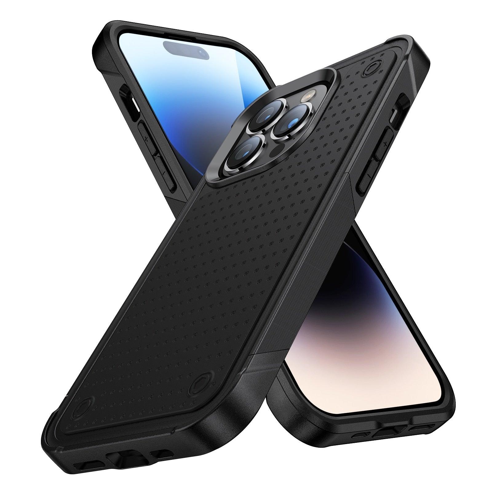 Business Black Shockproof Armor Case for iPhone 14 Pro Max 14 Plus 13 12 Hard Cover Heavy Duty Case Shockproof Ultra-Slim Non-slip iPhone Powerful Protective Phone Case for iPhone