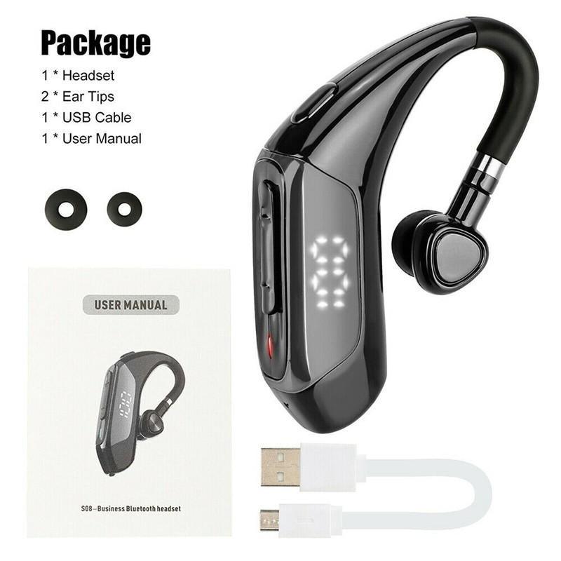 Business Bluetooth 5.0 Wireless Single-Ear Headset LED Power Display Ultra-Long Standby Earbud Headphones Wireless Black Earphone Bluetooth Noise Isolating Wireless Earbuds With Microphones Clear Calls Painless Wearing