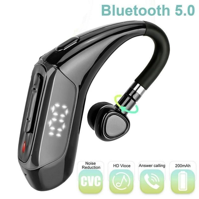 Business Bluetooth 5.0 Wireless Single-Ear Headset LED Power Display Ultra-Long Standby Earbud Headphones Wireless Black Earphone Bluetooth Noise Isolating Wireless Earbuds With Microphones Clear Calls Painless Wearing