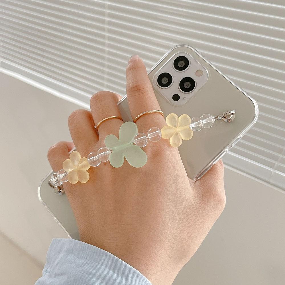 Butterfly Chain Flower Bracelet Chain Phone Case For iPhone 13 12 11 Pro XS Max X XR 7 8 Plus Cute Transparent Back Cover Phone Case For iphone 14Pro 12Mini 13 Pro 6 7 8 plus X XR XS Max SE Soft Fashion Bracelet Clear Protective Cover