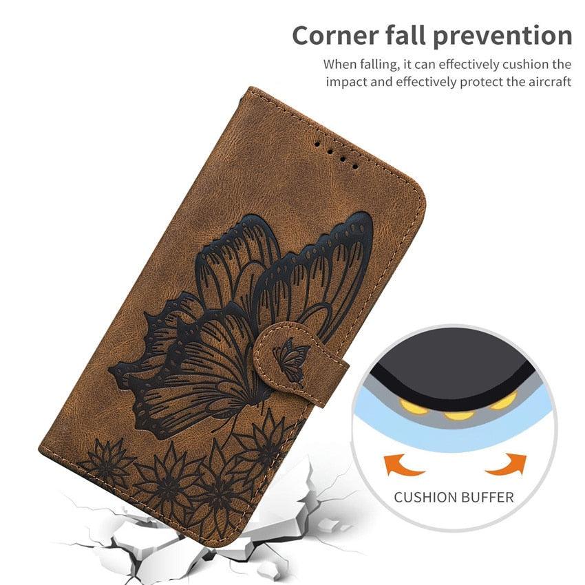 Butterfly Leather Flip Cover For iPhone 14  X XS XR 13 12 11 Pro Max 12 MINI Phone Wallet Case PU Leather Wallet Case Butterfly Flower Pattern Design Magnetic Flip Case Shockproof Protective Cover