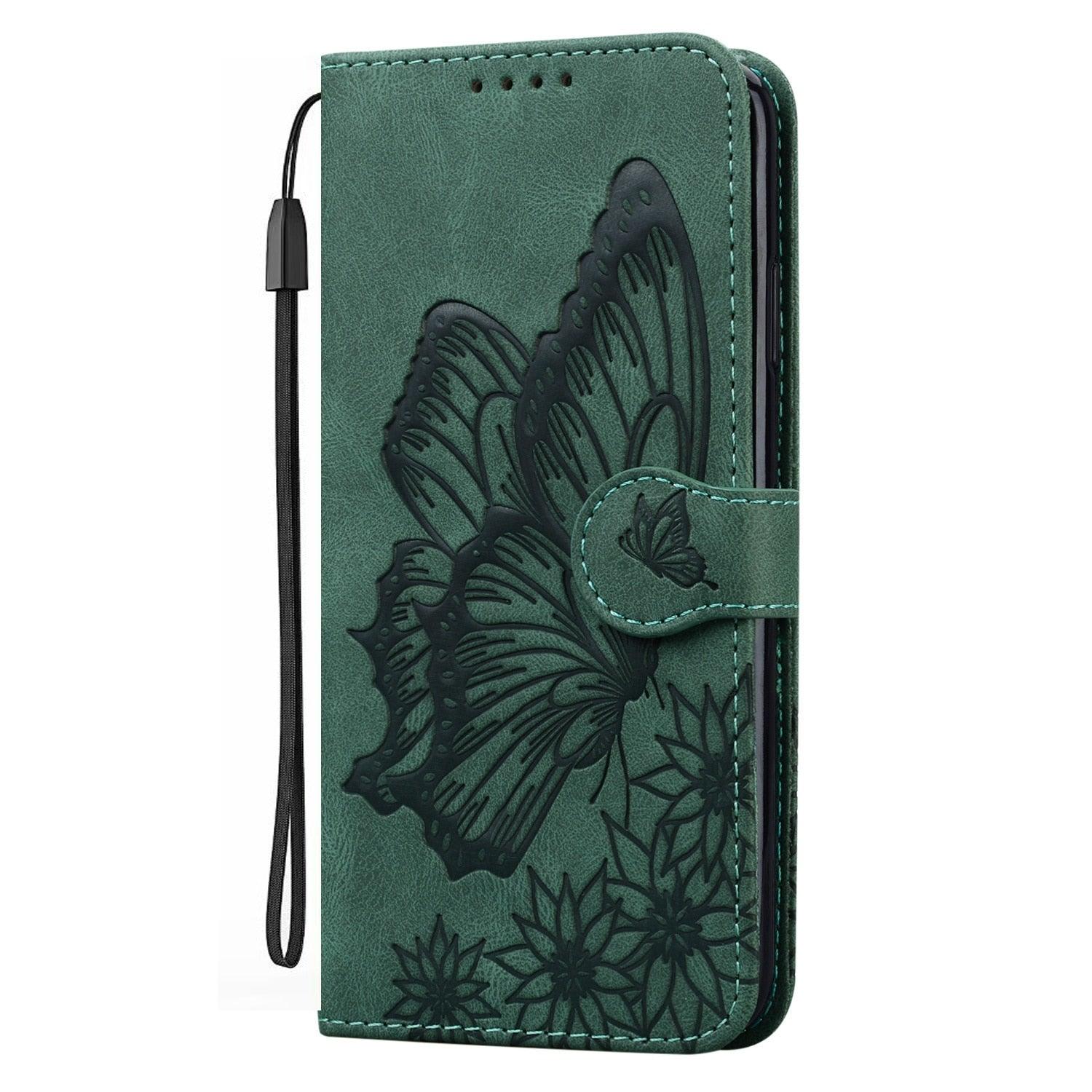 Butterfly Leather Flip Cover For iPhone 14  X XS XR 13 12 11 Pro Max 12 MINI Phone Wallet Case PU Leather Wallet Case Butterfly Flower Pattern Design Magnetic Flip Case Shockproof Protective Cover