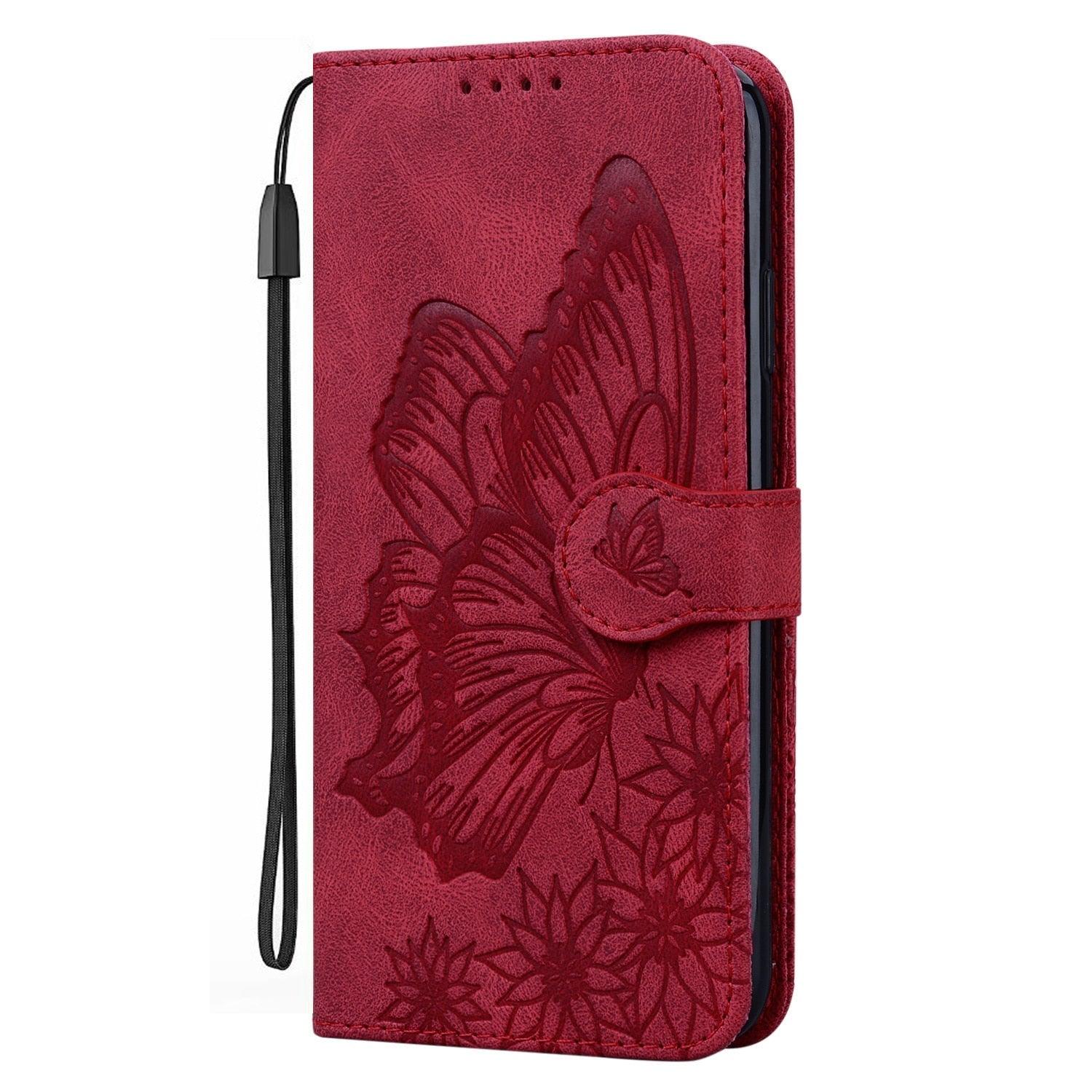 Butterfly Leather Flip Cover For iPhone 14  X XS XR 13 12 11 Pro Max 12 MINI Phone Wallet Case PU Leather Wallet Case Butterfly Flower Pattern Design Magnetic Flip Case Shockproof Protective Cover