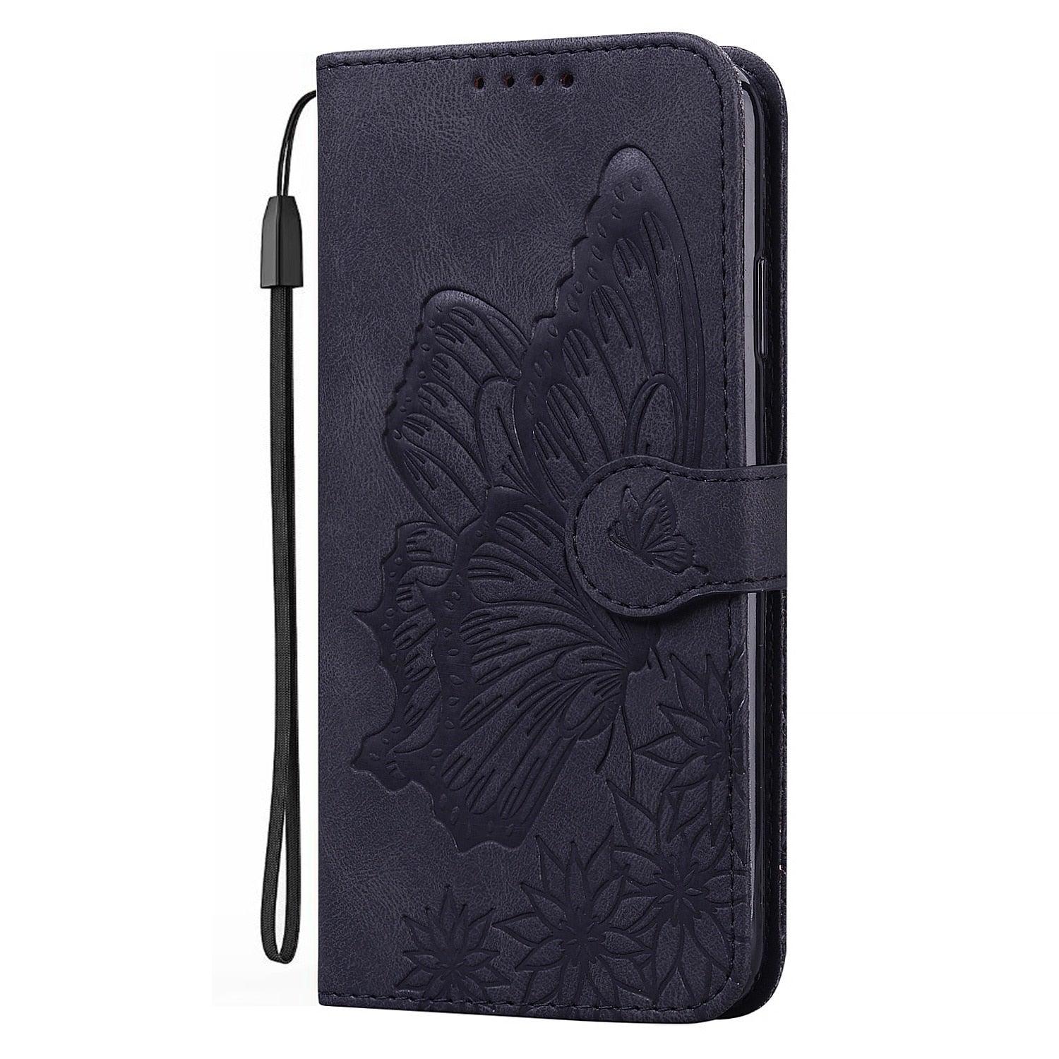 Butterfly Leather Flip Cover For iPhone 14  X XS XR 13 12 11 Pro Max 12 MINI Phone Wallet Case PU Leather Wallet Case Butterfly Flower Pattern Design Magnetic Flip Case Shockproof Protective Cover