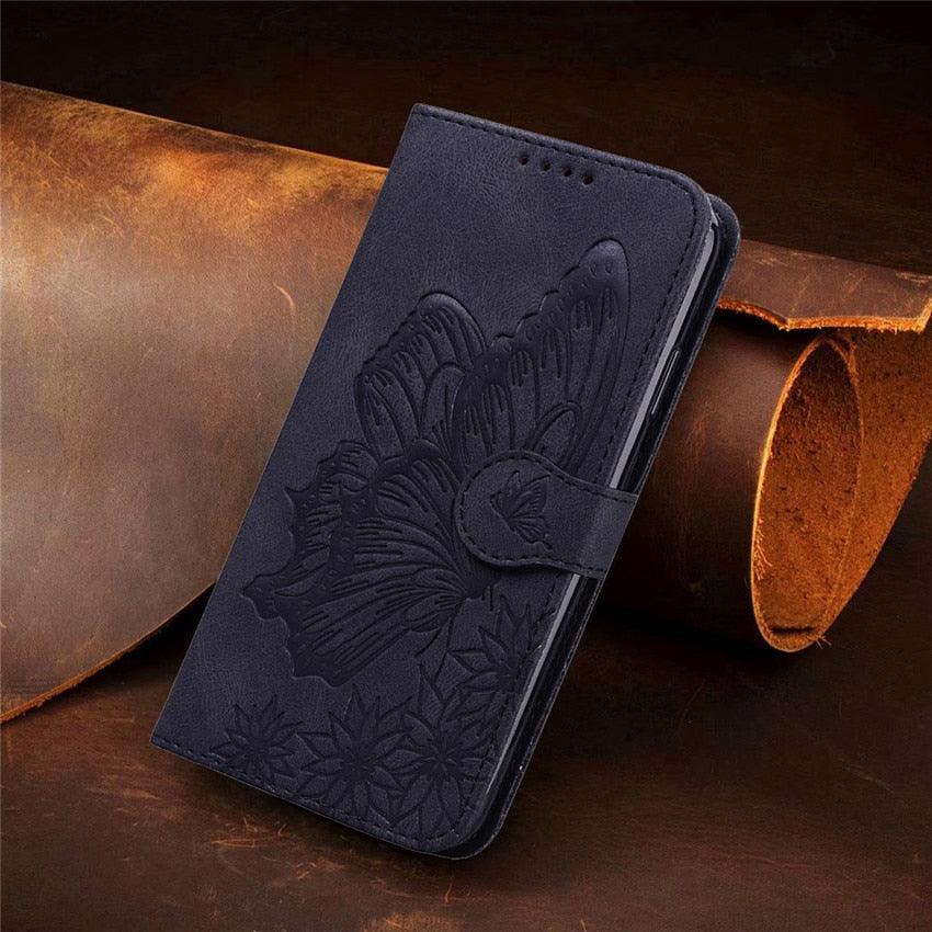 Butterfly Leather Flip Cover For iPhone 14  X XS XR 13 12 11 Pro Max 12 MINI Phone Wallet Case PU Leather Wallet Case Butterfly Flower Pattern Design Magnetic Flip Case Shockproof Protective Cover