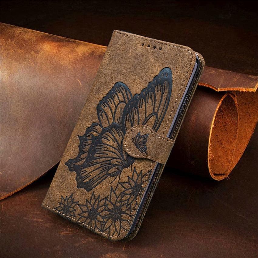 Butterfly Leather Flip Cover For iPhone 14  X XS XR 13 12 11 Pro Max 12 MINI Phone Wallet Case PU Leather Wallet Case Butterfly Flower Pattern Design Magnetic Flip Case Shockproof Protective Cover