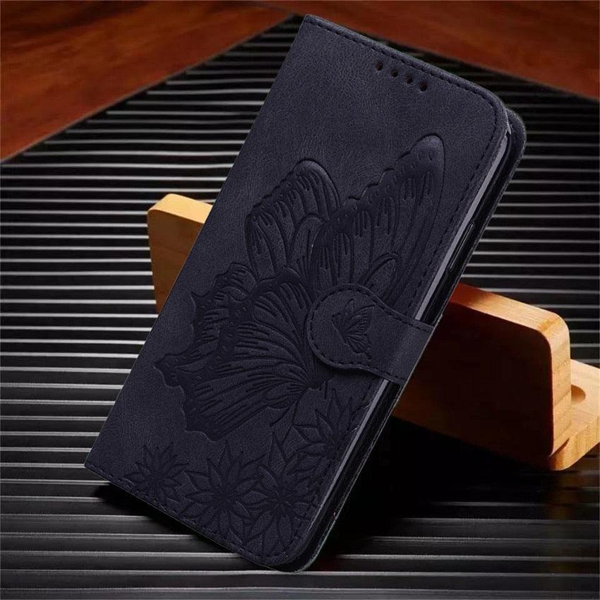 Butterfly Leather Flip Cover For Xiaomi Mi11 Redmi Note 9T 9 9A 9S 8 Pro 8A POCO X3 NFC M3 F3 10 Pro Lite Phone Wallet Book Case Retro Leather Flip Magnetic Mobile Phone Case