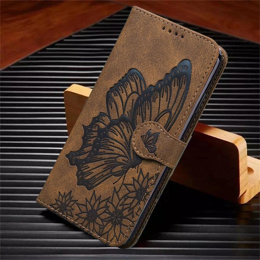 Butterfly Leather Flip Cover For Xiaomi Mi11 Redmi Note 9T 9 9A 9S 8 Pro 8A POCO X3 NFC M3 F3 10 Pro Lite Phone Wallet Book Case Retro Leather Flip Magnetic Mobile Phone Case