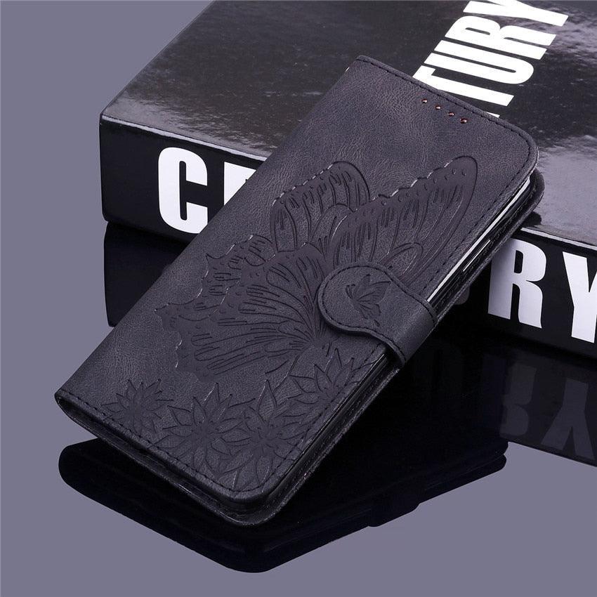 Butterfly Leather Flip Cover For Xiaomi Mi11 Redmi Note 9T 9 9A 9S 8 Pro 8A POCO X3 NFC M3 F3 10 Pro Lite Phone Wallet Book Case Retro Leather Flip Magnetic Mobile Phone Case