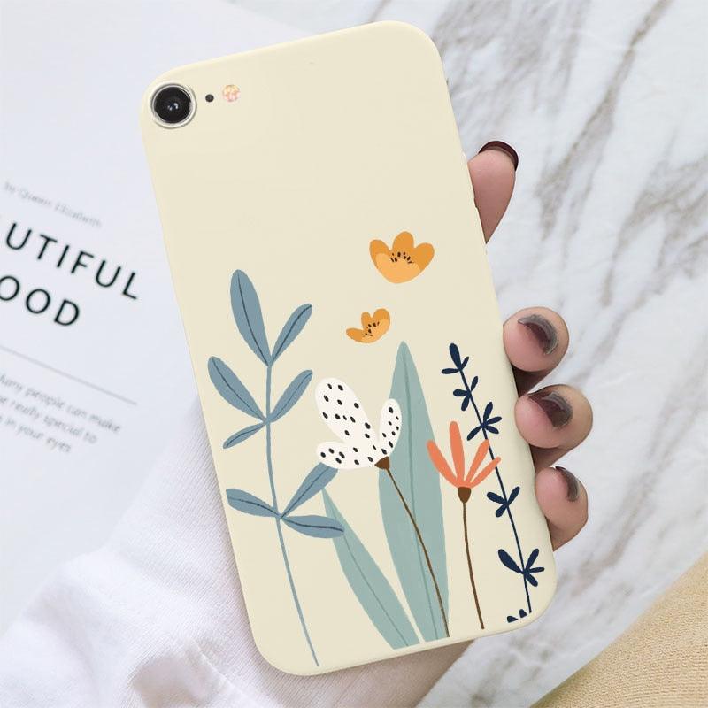 Butterfly Pattern Design Trendy Mobile Phone Case Protective Case For iPhone 7 8 SE 2020 Flower Cartoon Celular Case For iPhone7 8 SE2020 se 2020 se2020 A1778 A1660 A1779 Silicon Matte TPU Cover