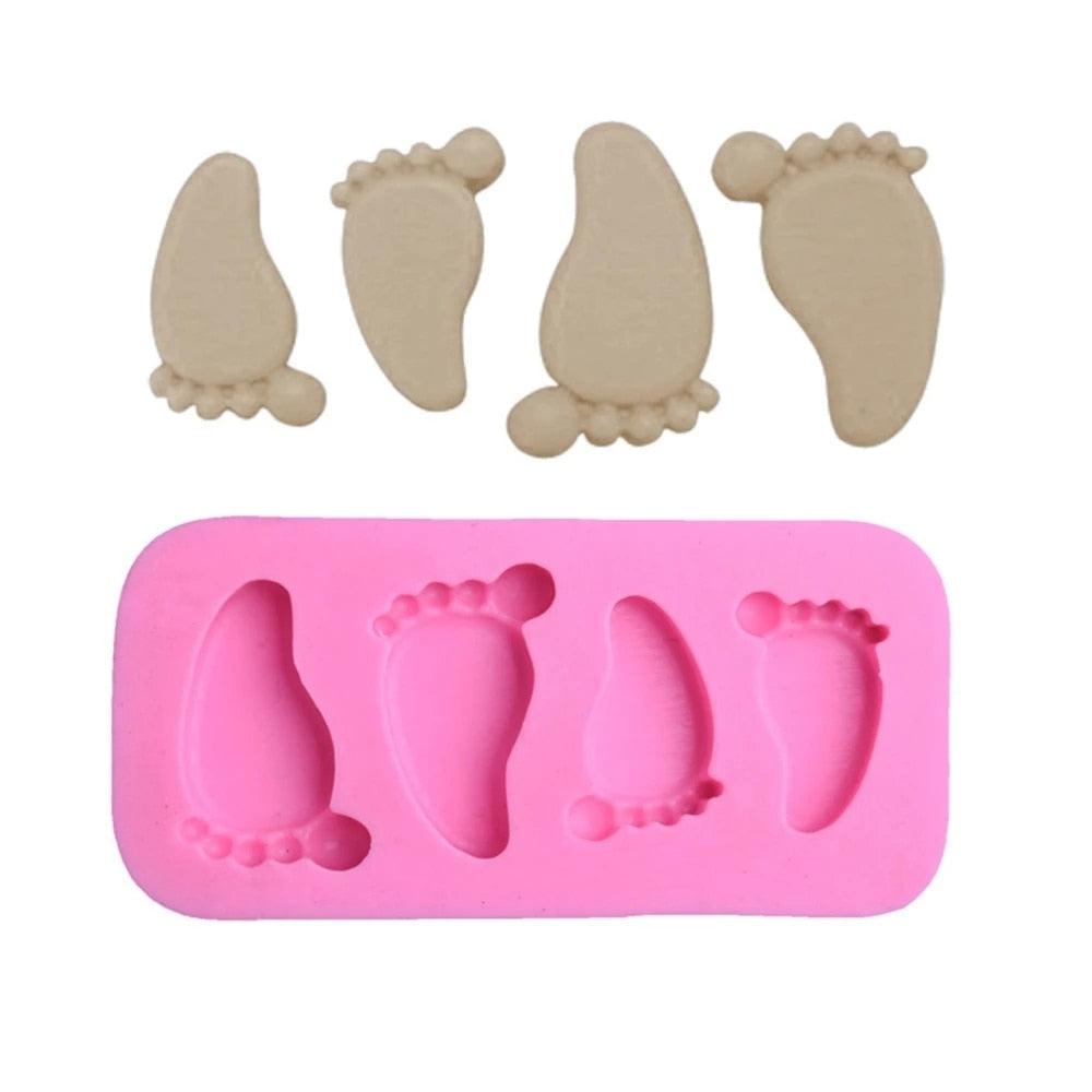 Cake Mold 3D Baby Feet Silicone Mold Chocolate Fondant Cake Decorating Baking Tool Bakeware Pudding Baking Paste Mold  Baby Foot Prints Silicone Molds, Fondant Soap Mold Baby Shower Cake Topper Decoration