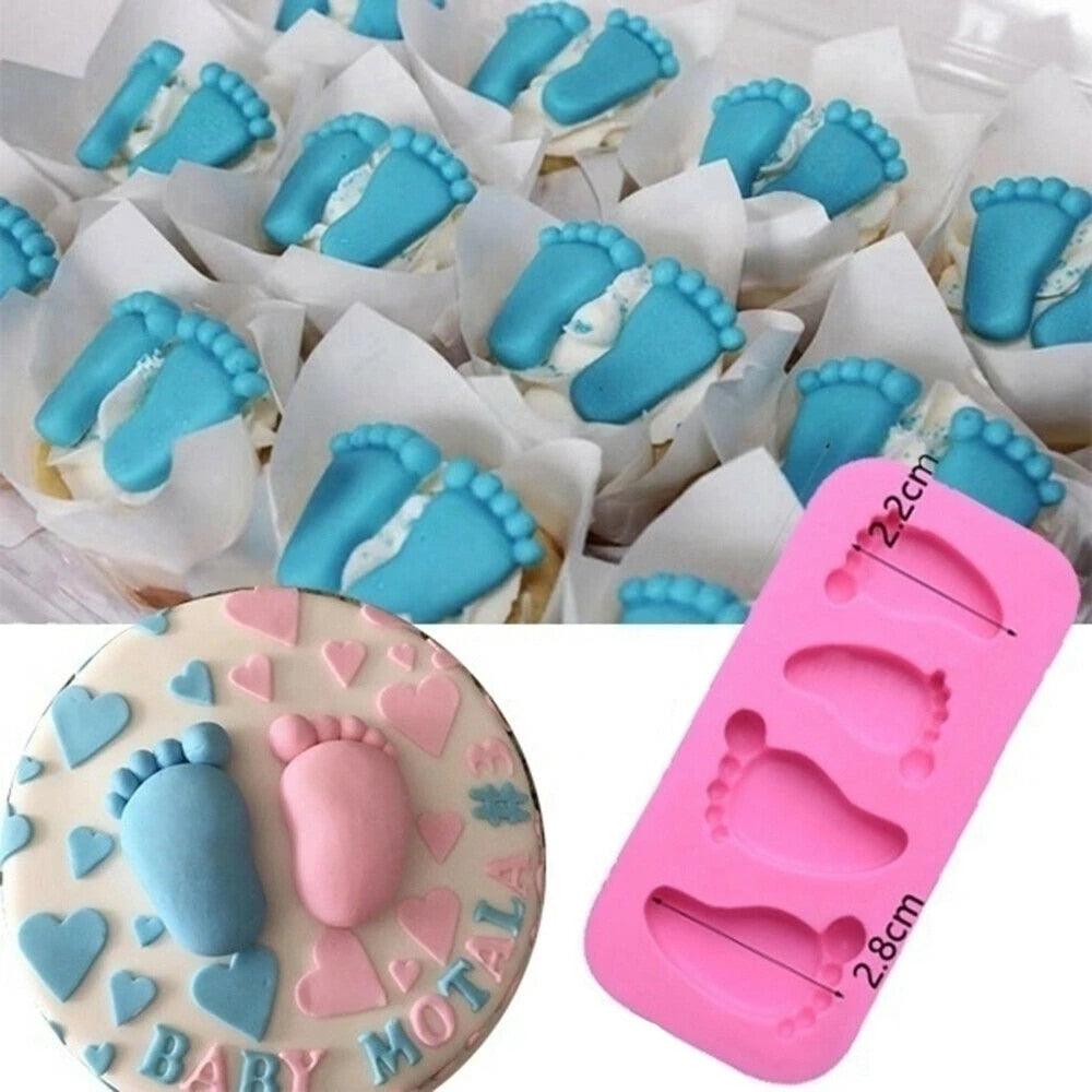 Cake Mold 3D Baby Feet Silicone Mold Chocolate Fondant Cake Decorating Baking Tool Bakeware Pudding Baking Paste Mold  Baby Foot Prints Silicone Molds, Fondant Soap Mold Baby Shower Cake Topper Decoration